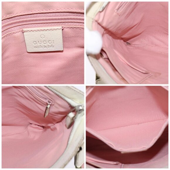 GUCCI GG Canvas Shoulder Bag Beige Silver - Picture 14 of 15